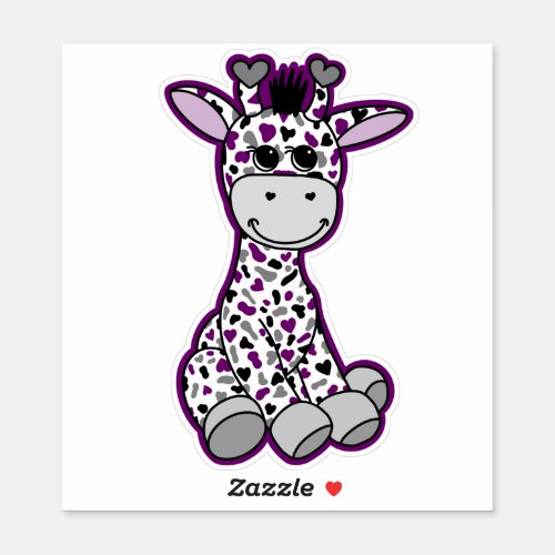 Cute Ace Pride Flag Giraffe Purple Gray Black Whit Sticker