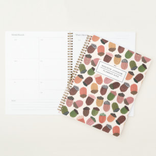 Cute Acorn Girl colorful pink Planner