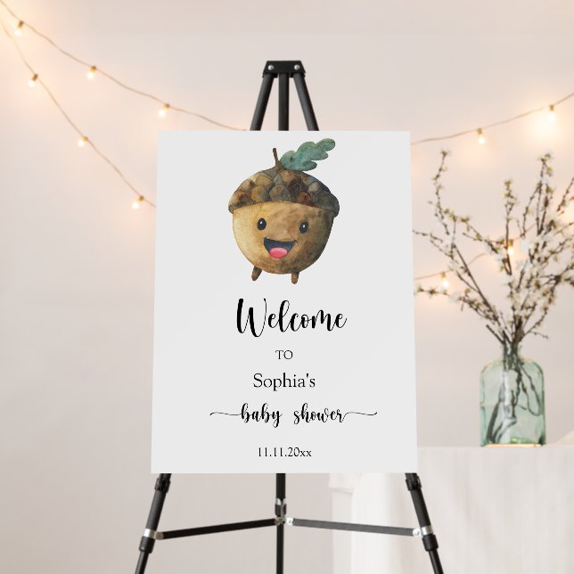 Cute acorn - Welcome baby shower Foam Board (In Situ (Stand))