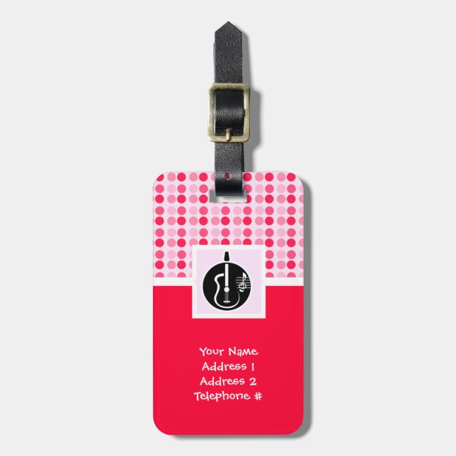 Cute Acoustic Guitar Luggage Tag (Front Vertical)