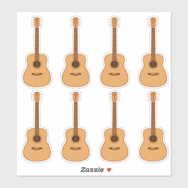 Cute Acoustic Guitar Stickers (Sheet)