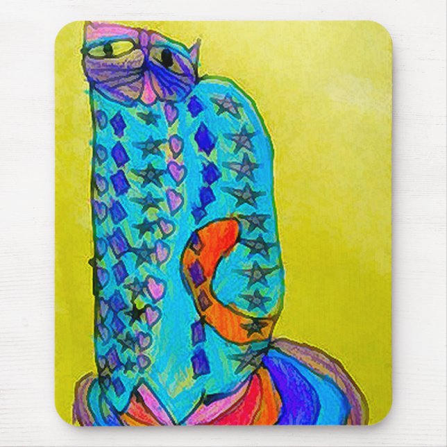 Cute Acrylic Cat Art Mouse Pad (Front)