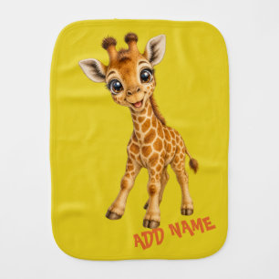 Cute Active Baby Animal Collection Giraffe Citrine Burp Cloth