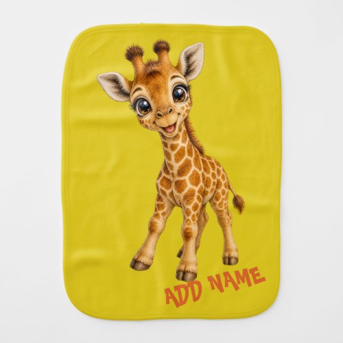 Cute Active Baby Animal Collection Giraffe Citrine Burp Cloth