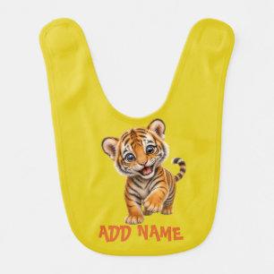 Cute Active Baby Animal collection Tiger Citrine Bib