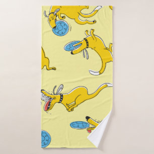 Cute activity dogs vintage seamless pattern. Doodl Bath Towel