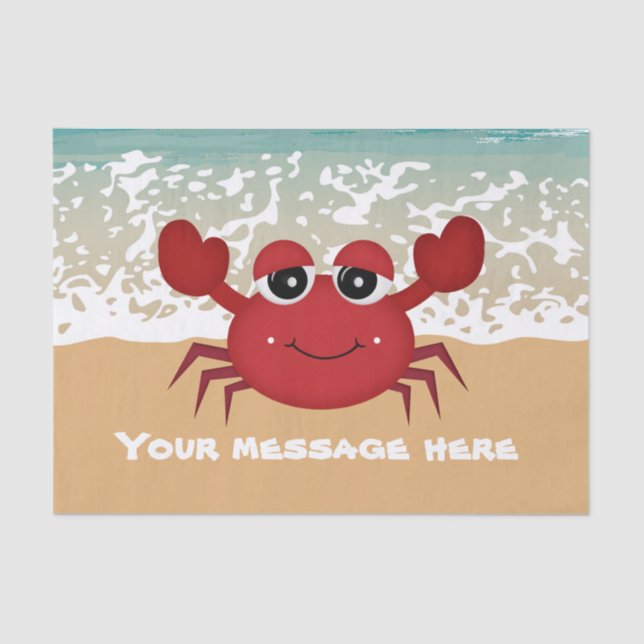 Cute add message beach crab party tissue paper (Front)