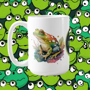 cute add monogram frog lovers coffee mug