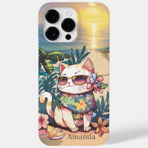 cute add name beach cat Case_Mate iPhone 14 pro max case