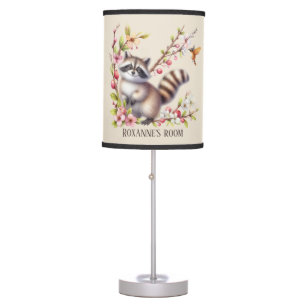 Cute add name raccoon lovers table lamp