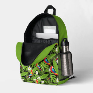 Cute add name tropical parrots printed backpack