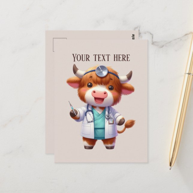 Cute add text any purpose Nurse cow  Postcard (Front/Back In Situ)