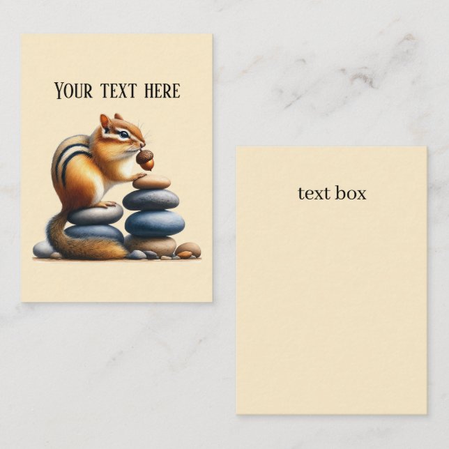 Cute add text chipmunk  note card (Front/Back)
