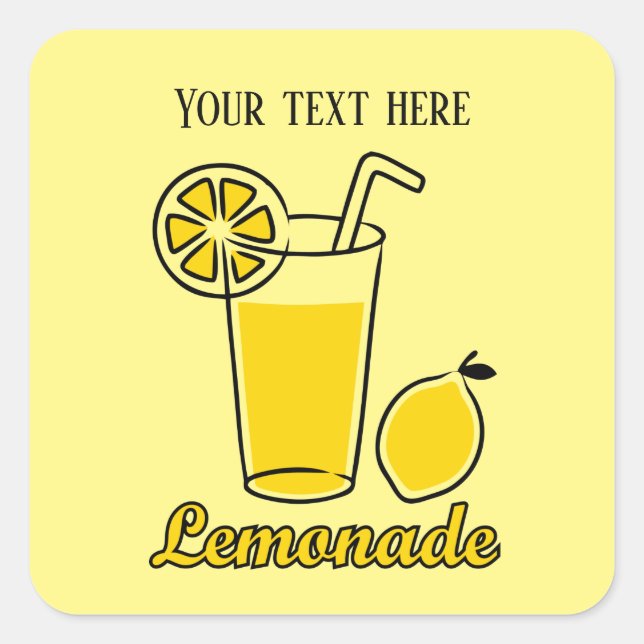 Cute add text lemonade business square sticker (Front)