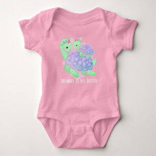 cute add text Mommy baby girl turtle Baby Bodysuit