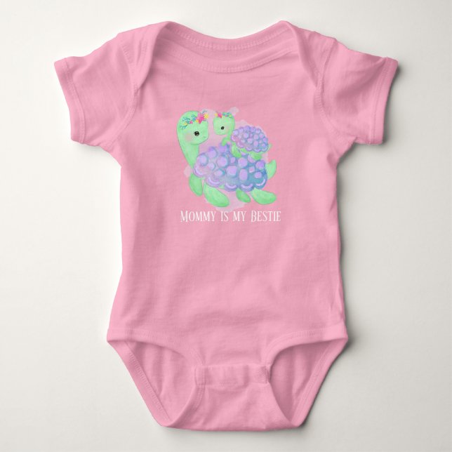 cute add text Mommy baby girl turtle Bodysuit (Front)