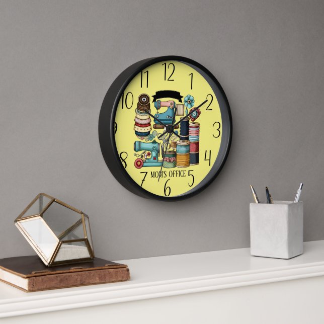 cute add text Mom's office sewing room Clock (Office)