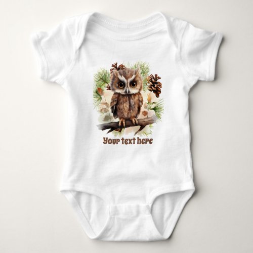 cute add text woodland owl unisex baby bodysuit