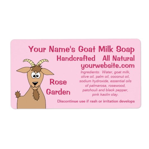 Cute Add Your Name Goat Milk Soap Labels Template