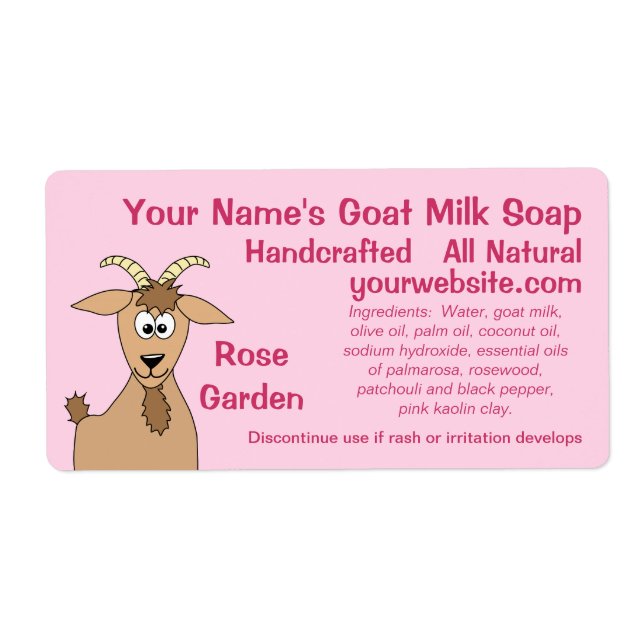 Cute Add Your Name Goat Milk Soap Labels Template (Front)