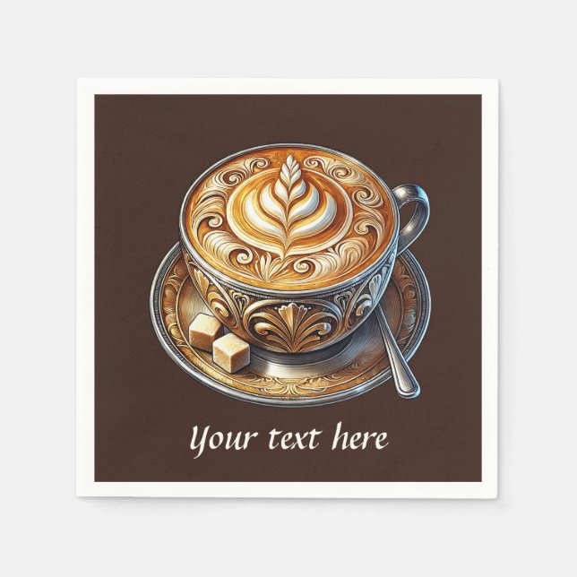 Cute add your text coffee  napkins (Front)