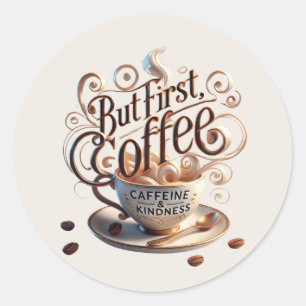 Cute add your text coffee shop classic round sticker