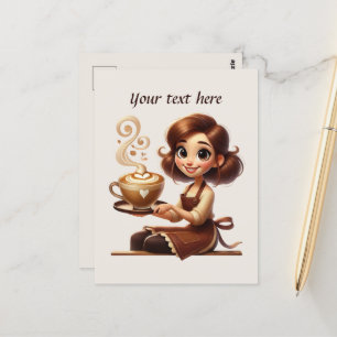 Cute add your text coffee shop  postcard