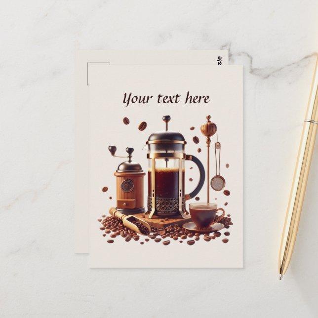 Cute add your text coffee shop  postcard (Front/Back In Situ)