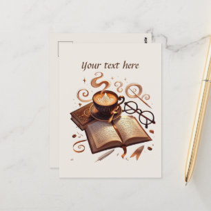 Cute add your text coffee shop  postcard