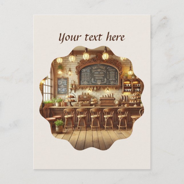 Cute add your text coffee shop  postcard (Front)