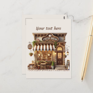 Cute add your text coffee shop  postcard