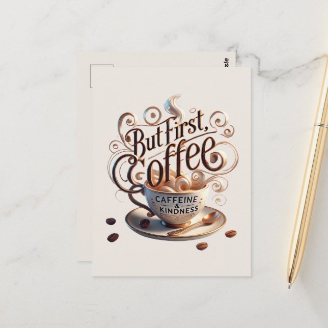 Cute add your text coffee shop  postcard (Front/Back In Situ)