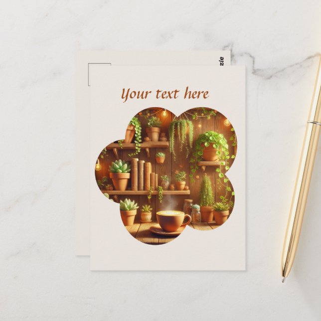 Cute add your text coffee shop  postcard (Front/Back In Situ)