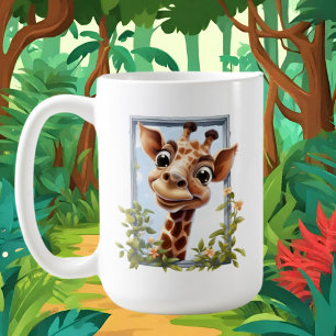 cute addicted giraffes jungle animal coffee mug