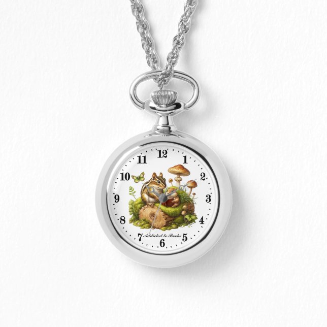 Cute addicted to book animal lovers  watch (Front)