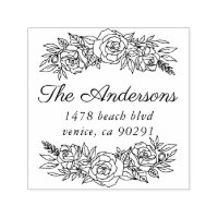 Cute address stamp with wreath of roses