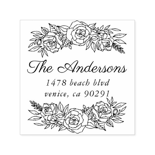 Cute address stamp with wreath of roses