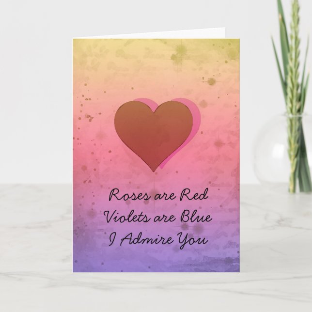 Cute Admirer Heart Valentines Day Card (Front)
