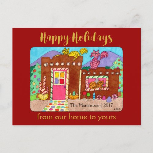 Cute Adobe Gingerbread House & Cats Holiday