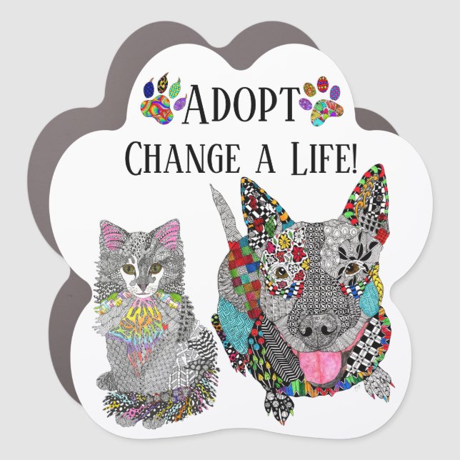 Cute Adopt Change an Animals Life Car Magnet (Front)
