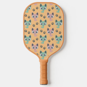 Cute Adorable Animated Kitten Pattern Cat Paws Pickleball Paddle