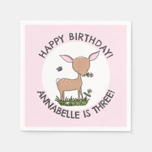 Cute adorable baby deer personalized birthday napkins