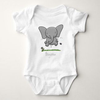 Cute adorable baby elephant cartoon illustration