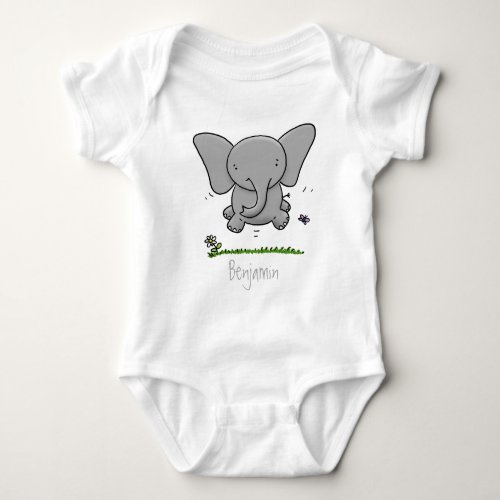 Cute adorable baby elephant cartoon illustration baby bodysuit