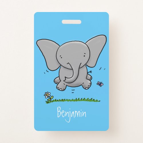 Cute adorable baby elephant cartoon illustration badge