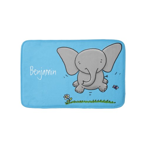 Cute adorable baby elephant cartoon illustration bath mat