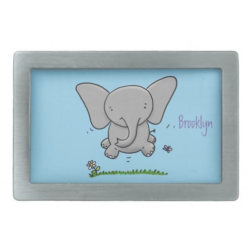 Cute adorable baby elephant cartoon illustration belt buckle