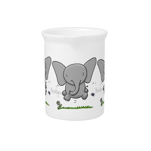 Cute adorable baby elephant cartoon illustration beverage pitcher