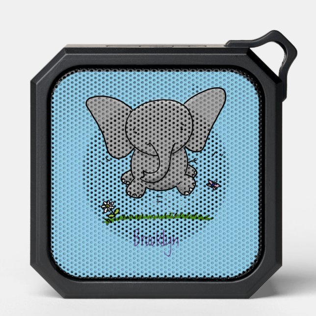Cute adorable baby elephant cartoon illustration bluetooth speaker (Front)