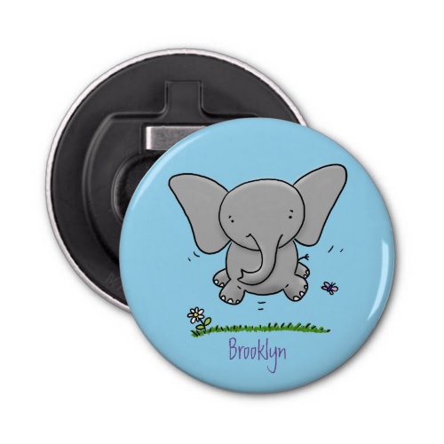 Cute adorable baby elephant cartoon illustration bottle opener